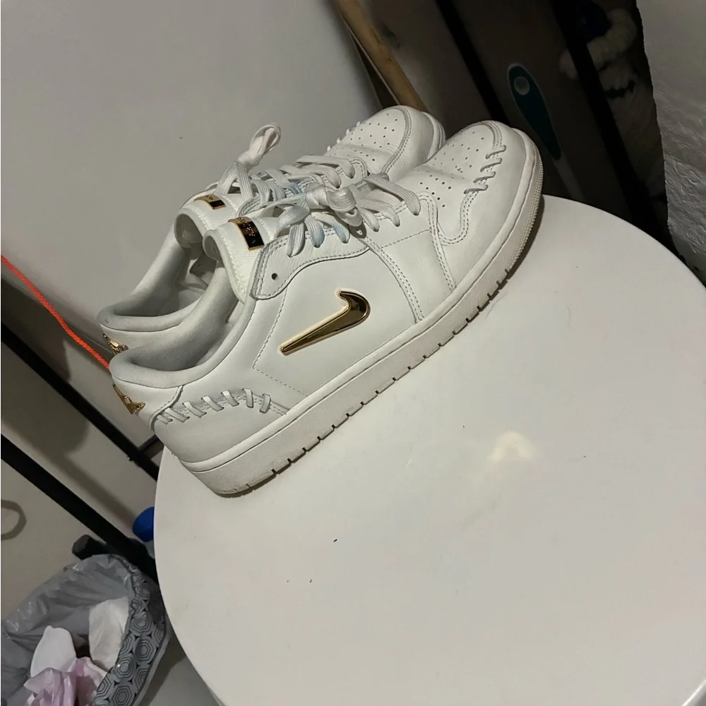 White and Gold Sneakers - Picture 1 of 2